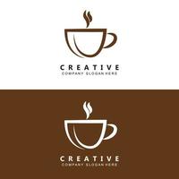 Coffee Logo Vector Caffeine Drink Symbol With Coffee Brown Color Design For Restaurant, Cafe And Bar.