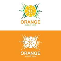 diseño de logotipo de vector naranja de fruta fresca para tienda de frutas, tienda de jugos, en color naranja