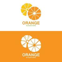 diseño de logotipo de vector naranja de fruta fresca para tienda de frutas, tienda de jugos, en color naranja