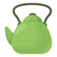Green kettle icon cartoon vector. Glass cup vector