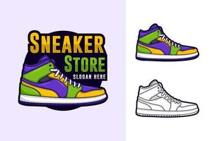 Sneaker store vector design logo collection