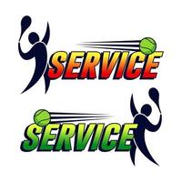 Service in tennis sport with silhouette vector design