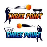 Three point with ball in basketball game vector design