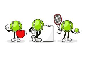 Tennis cartoon character design collection vector