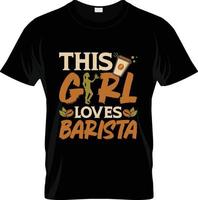 diseño de camisetas de café barista, eslogan de camisetas de café barista y diseño de ropa, tipografía de café barista, vector de café barista, ilustración de café barista