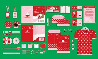 Professional business stationery items christmas template color styles layered vector illustration