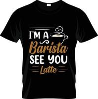 diseño de camisetas de café barista, eslogan de camisetas de café barista y diseño de ropa, tipografía de café barista, vector de café barista, ilustración de café barista