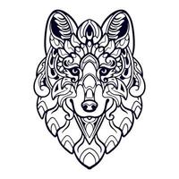 Beautiful Wolf head mandala arts isolated on white background vector