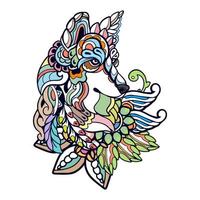 Colorful Wolf head mandala arts isolated on white background vector