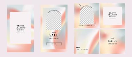 Holographic vector backgrounds for social media stories, banners, print template. Versatile holographs for a full range of applications. Presentation of new goods, discounts on old collections.