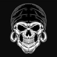 Dark Art Skull pirates captain Skeleton Vintage illustration for clothing apparel vector