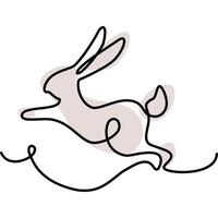 Jumping Bunny as the symbol of the New Year according to the Chinese calendar in one solid line vector