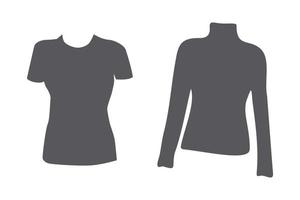 Set of 2 short and long sleeve silhouette Tshirts in trendy gray tones. Sticker. Icon. Isolate vector