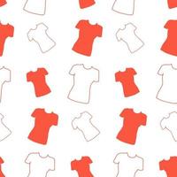 Seamless pattern from outline short sleeve tshirt in trendy bright orange shades. Repeating Texture vector