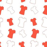 Seamless pattern from outline short sleeve tshirt in trendy bright orange shades. Repeating Texture vector