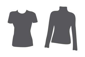 Set of 2 short and long sleeve silhouette Tshirts in trendy gray tones. Sticker. Icon. Isolate vector