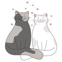 Premium Vector, Cat lover lettering illustration, cute happy cats sitting  together with pink loving hearts, pets on romantic dating