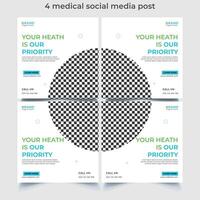 Flat design of medical social media and  instagram post vector