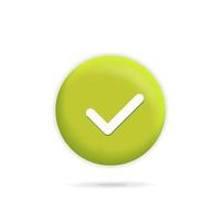 3d vector realistic render round green check mark, ok, approved, complete icon design