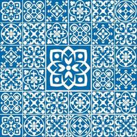 Portuguese seamless pattern with azulejo tiles. Gorgeous seamless patchwork pattern from colorful Moroccan tiles, ornaments vector