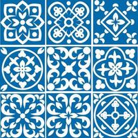 Portuguese seamless pattern with azulejo tiles. Gorgeous seamless patchwork pattern from colorful Moroccan tiles, ornaments vector