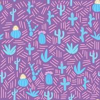 Seamless patterns with different cacti. Bright repeating texture with blue cacti. Background with desert plants. vector