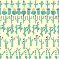 seamless pattern with different cactus. Bright repeated texture with green cacti. Natural background with desert plants vector