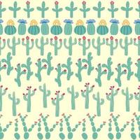 seamless pattern with different cactus. Bright repeated texture with green cacti. Natural background with desert plants vector