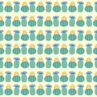 seamless pattern with different cactus. Bright repeated texture with green cacti. Natural background with desert plants vector