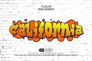 California text effect cartoon style. Editable text effect. vector