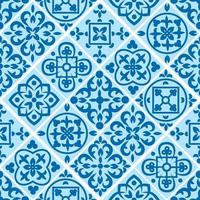 Portuguese seamless pattern with azulejo tiles. Gorgeous seamless patchwork pattern from colorful Moroccan tiles, ornaments vector