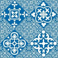 Portuguese seamless pattern with azulejo tiles. Gorgeous seamless patchwork pattern from colorful Moroccan tiles, ornaments vector