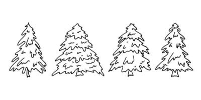 Christmas tree hand drawn clipart. Spruce doodle set. Single element for card, print, design, decor vector