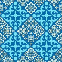 Portuguese seamless pattern with azulejo tiles. Gorgeous seamless patchwork pattern from colorful Moroccan tiles, ornaments vector