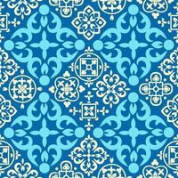 Portuguese seamless pattern with azulejo tiles. Gorgeous seamless patchwork pattern from colorful Moroccan tiles, ornaments vector