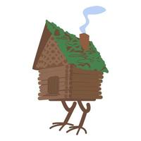 Fairy landscape hut on chicken legs. Baba Yaga house vector