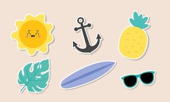 Summer stickers collection with different seasonal elements vector