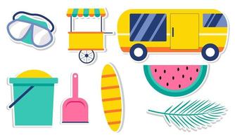 Summer stickers collection with different seasonal elements vector