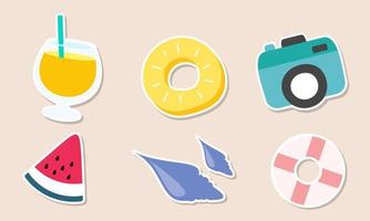 Summer stickers collection with different seasonal elements vector