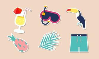 Summer stickers collection with different seasonal elements vector