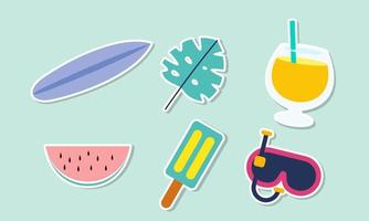 Summer stickers collection with different seasonal elements vector