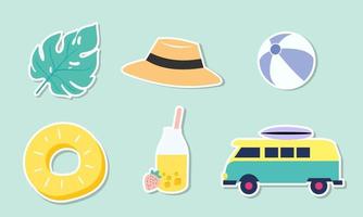 Summer stickers collection with different seasonal elements vector