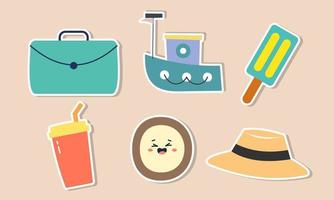 Summer stickers collection with different seasonal elements vector