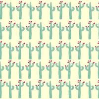 seamless pattern with different cactus. Bright repeated texture with green cacti. Natural background with desert plants vector