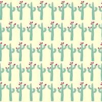 seamless pattern with different cactus. Bright repeated texture with green cacti. Natural background with desert plants vector