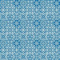 Portuguese seamless pattern with azulejo tiles. Gorgeous seamless patchwork pattern from colorful Moroccan tiles, ornaments vector