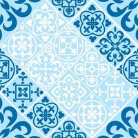 Portuguese seamless pattern with azulejo tiles. Gorgeous seamless patchwork pattern from colorful Moroccan tiles, ornaments vector