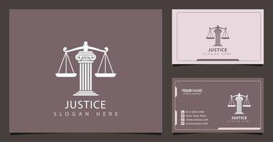 Justice pillar luxury logo design and business card vector