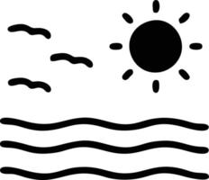 icono de sol en fondo blanco, ilustración del símbolo de icono de sol en negro sobre fondo blanco vector