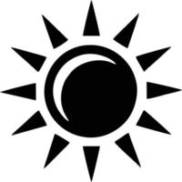 icono de sol en fondo blanco, ilustración del símbolo de icono de sol en negro sobre fondo blanco vector